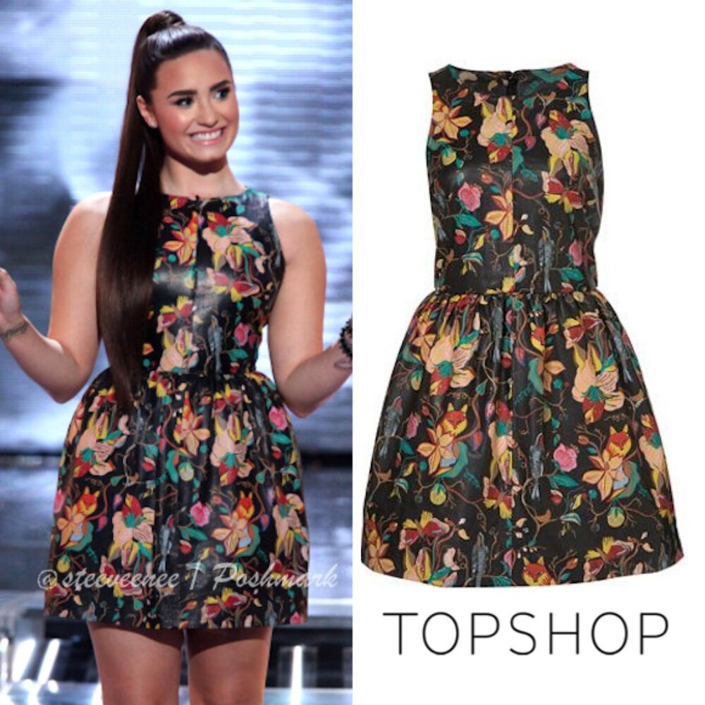 Topshop Hand Painted Leather Dress ASO Demi Lovato